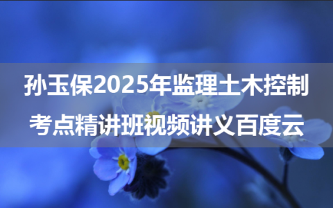孙玉保2025年监理土木控制考点精讲班视频讲义百度云