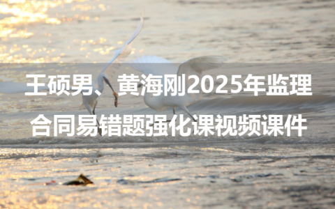 王硕男、黄海刚2025年监理合同易错题强化课视频课件