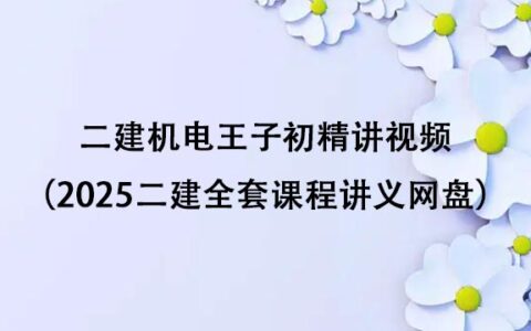 二建机电王子初精讲视频百度云（2025二建全套课程讲义网盘）