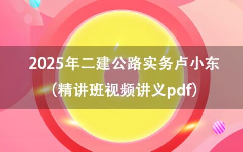 2025年二建公路实务卢小东百度云资源（精讲班视频讲义pdf）