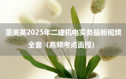 董美英2025年二建机电实务最新视频全套（高频考点面授）