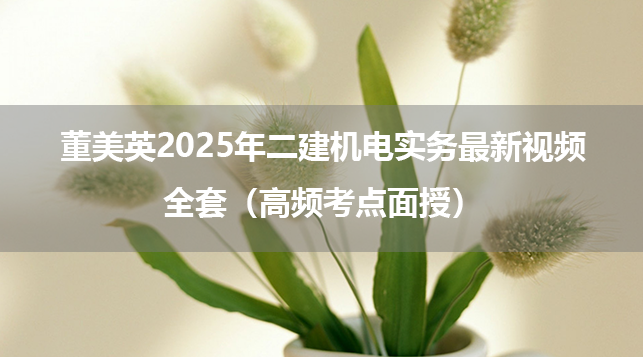 董美英2025年二建机电实务最新视频全套（高频考点面授）