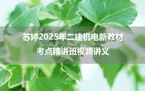 苏婷2025年二建机电新教材考点精讲班视频讲义