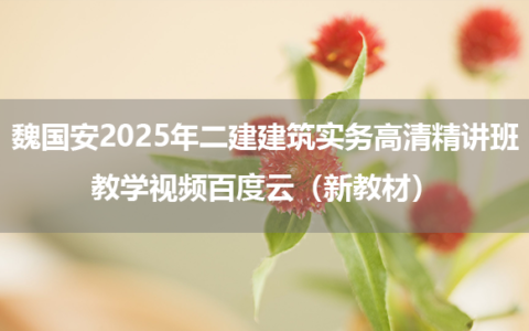 魏国安2025年二建建筑实务高清精讲班教学视频百度云（新教材）