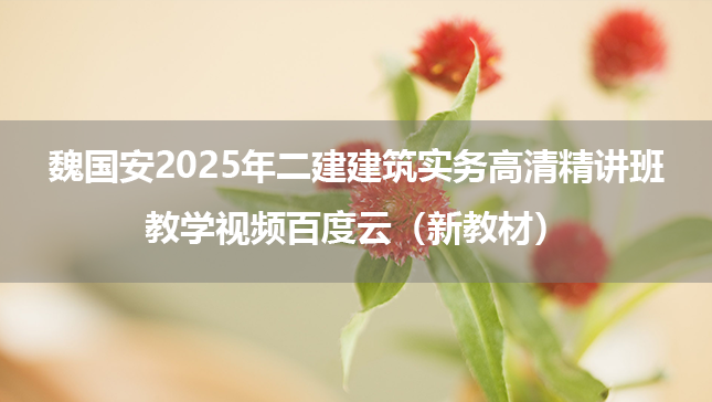 魏国安2025年二建建筑实务高清精讲班教学视频百度云（新教材）