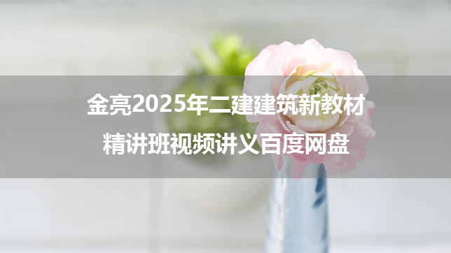 金亮2025年二建建筑新教材精讲班视频讲义百度网盘