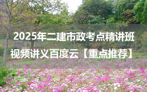 王维雪2025年二建市政考点精讲班视频讲义百度云【重点推荐】