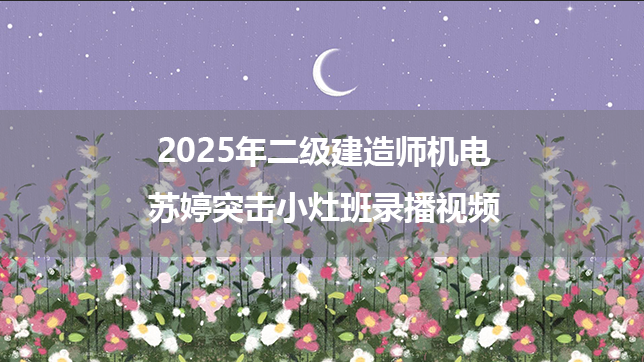 2025年二级建造师机电苏婷突击小灶班录播视频