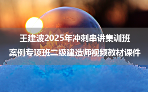 王建波2025年冲刺串讲集训班+案例专项班二级建造师视频教材课件