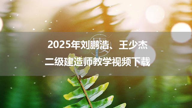 2025年刘鹏浩、王少杰二级建造师教学视频下载