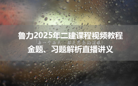 鲁力2025年二建课程视频教程_金题、习题解析直播讲义