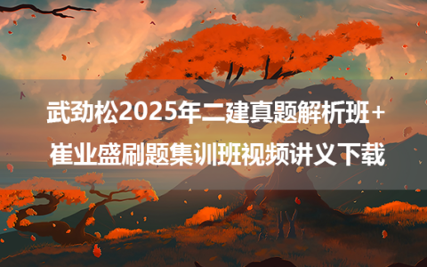 武劲松2025年二建真题解析班+崔业盛刷题集训班视频讲义下载