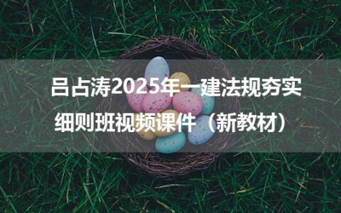吕占涛2025年一建法规夯实细则班视频课件（新教材）