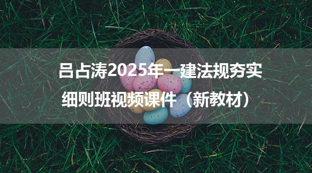 吕占涛2025年一建法规夯实细则班视频课件（新教材）