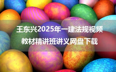 王东兴2025年一建法规视频_教材精讲班讲义网盘下载
