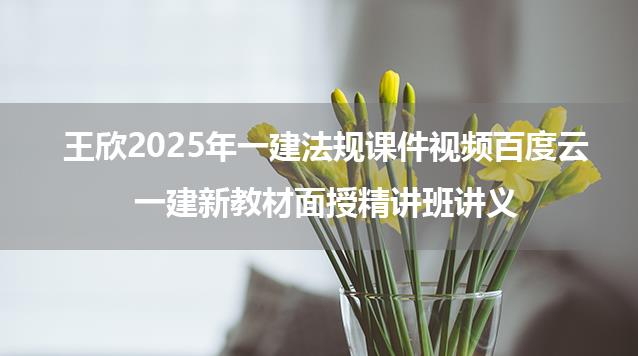 王欣2025年一建法规课件视频百度云_一建新教材面授精讲班讲义