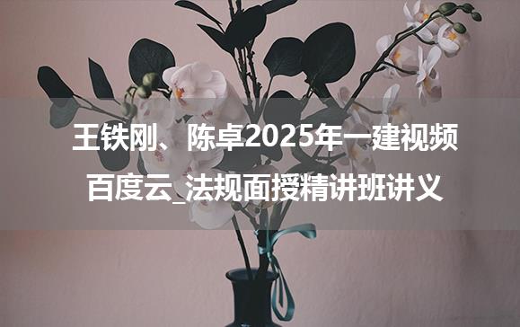 王铁刚、陈卓2025年一建视频百度云_法规面授精讲班讲义