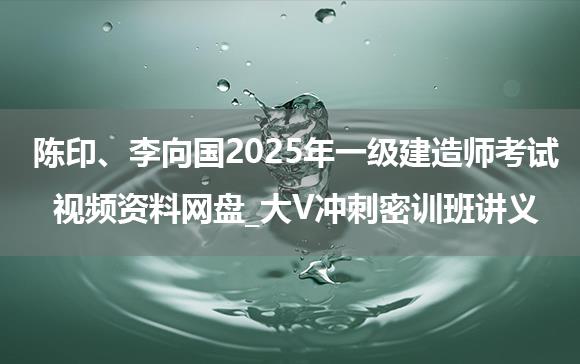 陈印、李向国2025年一级建造师考试视频资料网盘_大V冲刺密训班讲义