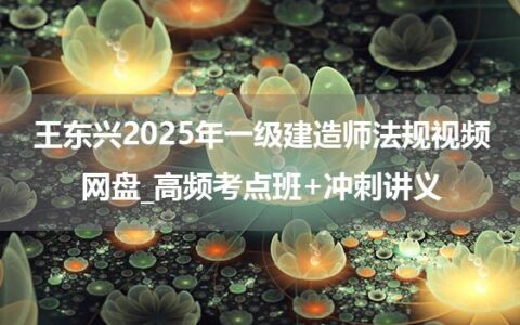 王东兴2025年一级建造师法规视频网盘_高频考点班+冲刺讲义