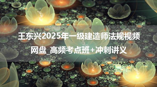 王东兴2025年一级建造师法规视频网盘_高频考点班+冲刺讲义