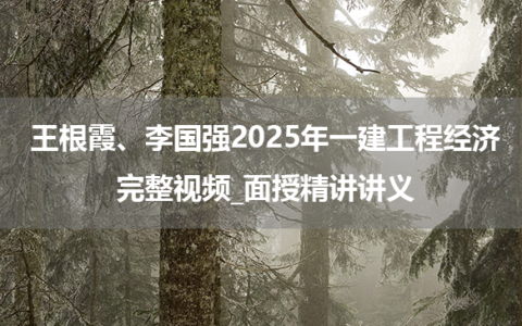 王根霞、李国强2025年一建工程经济完整视频_面授精讲讲义