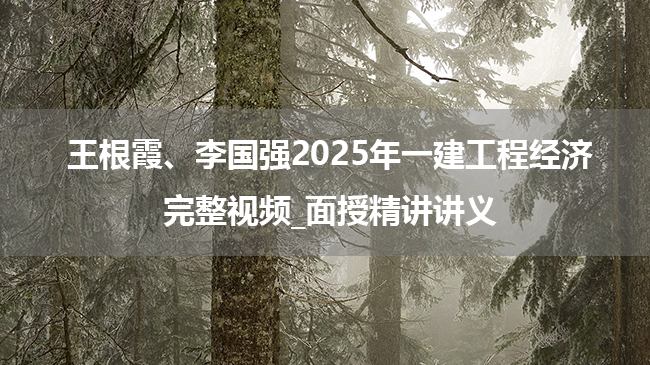 王根霞、李国强2025年一建工程经济完整视频_面授精讲讲义