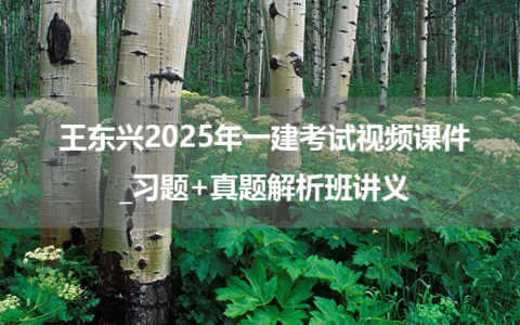 王东兴2025年一建考试视频课件_习题+真题解析班讲义