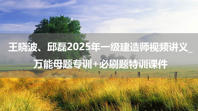 王晓波、邱磊2025年一级建造师视频讲义_万能母题专训+必刷题特训课件