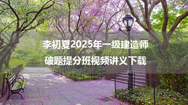 李初夏2025年一级建造师破题提分班视频讲义下载（附：五年真题解析班）