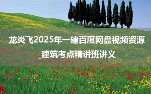 龙炎飞2025年一建百度网盘视频资源_建筑考点精讲班讲义