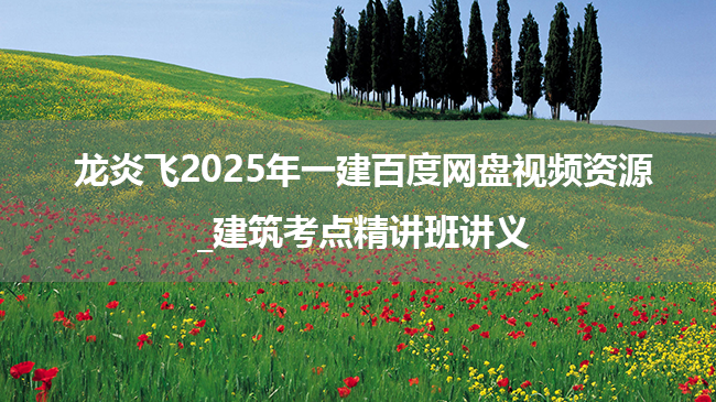 龙炎飞2025年一建百度网盘视频资源_建筑考点精讲班讲义