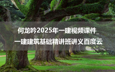 何龙吟2025年一建视频课件_一建建筑基础精讲班讲义百度云