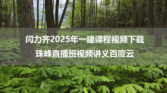 闫力齐2025年一建课程视频珠峰直播班视频讲义百度云下载