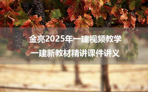 金亮2025年一建视频教学_一建新教材精讲课件讲义