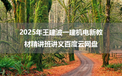 2025年王建波一建机电新教材精讲班讲义百度云网盘