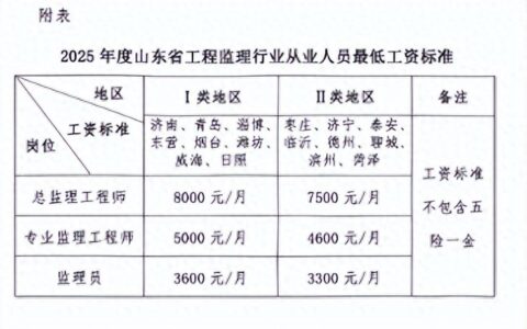 山东省2025年监理行业最低工资标准，你达标了吗