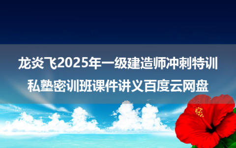 龙炎飞2025年一级建造师冲刺特训+私塾密训班课件讲义百度云网盘