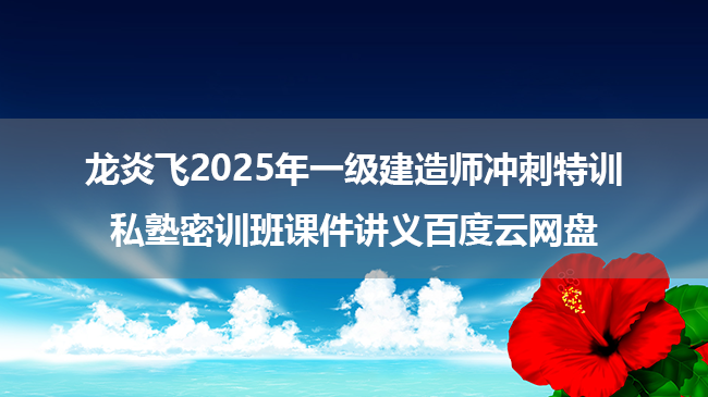 龙炎飞2025年一级建造师冲刺特训+私塾密训班课件讲义百度云网盘