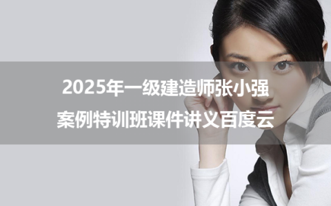 2025年一级建造师张小强案例特训班课件讲义百度云