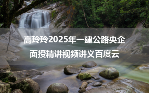 高玲玲2025年一建公路央企面授精讲视频讲义百度云