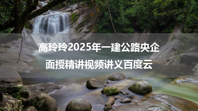 高玲玲2025年一建公路央企面授精讲视频讲义百度云