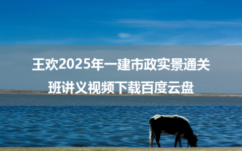 王欢2025年一建市政实景通关班讲义视频下载百度云盘
