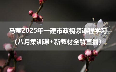 马莹2025年一建市政视频课程学习（八月集训课+新教材全解直播）