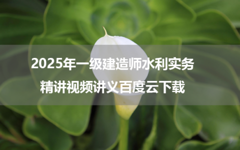 2025年一级建造师水利实务精讲视频讲义百度云下载