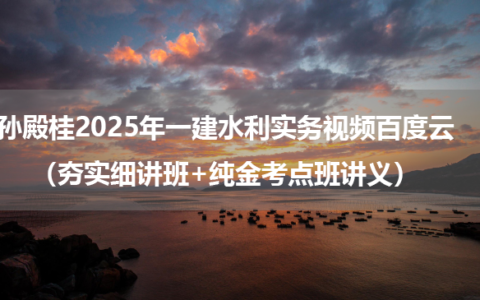 孙殿桂2025年一建水利实务视频百度云（夯实细讲班+纯金考点班讲义）