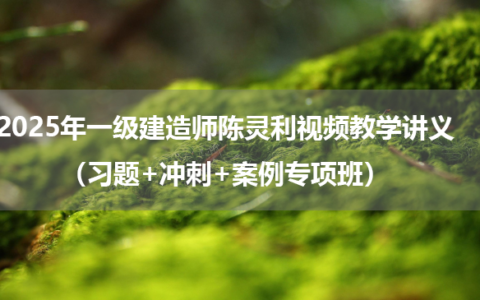2025年一级建造师陈灵利视频教学讲义（习题+冲刺+案例专项班）