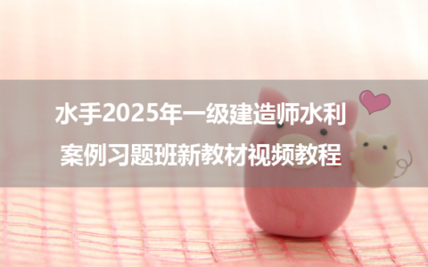 水手2025年一级建造师水利案例习题班新教材视频教程