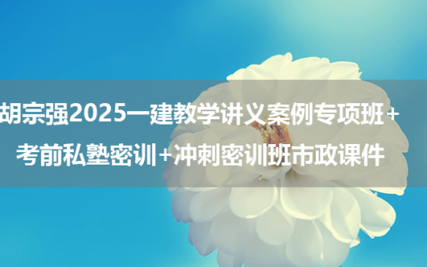 胡宗强2025一建教学讲义案例专项班+考前私塾密训+冲刺密训班市政课件