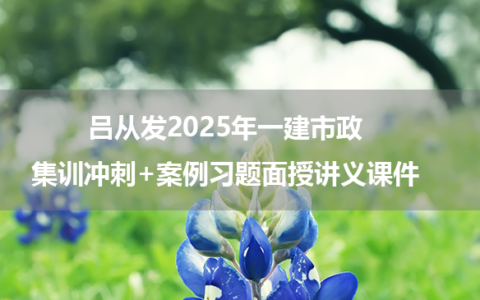 吕从发2025年一建市政集训冲刺+案例习题面授讲义课件