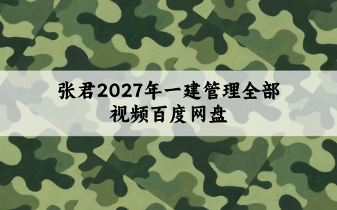张君2027年一建管理全部视频百度网盘（张君一建管理视频讲义）